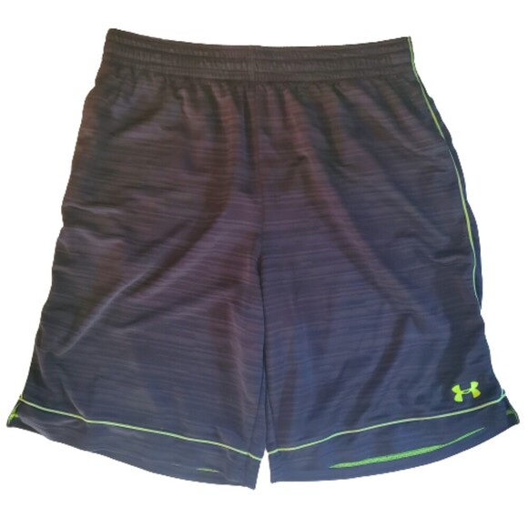 Men's UNDER‎ ARMOUR Athletic Shorts Black Green SZ 2XL XXL Drawstring Pockets - Picture 1 of 7
